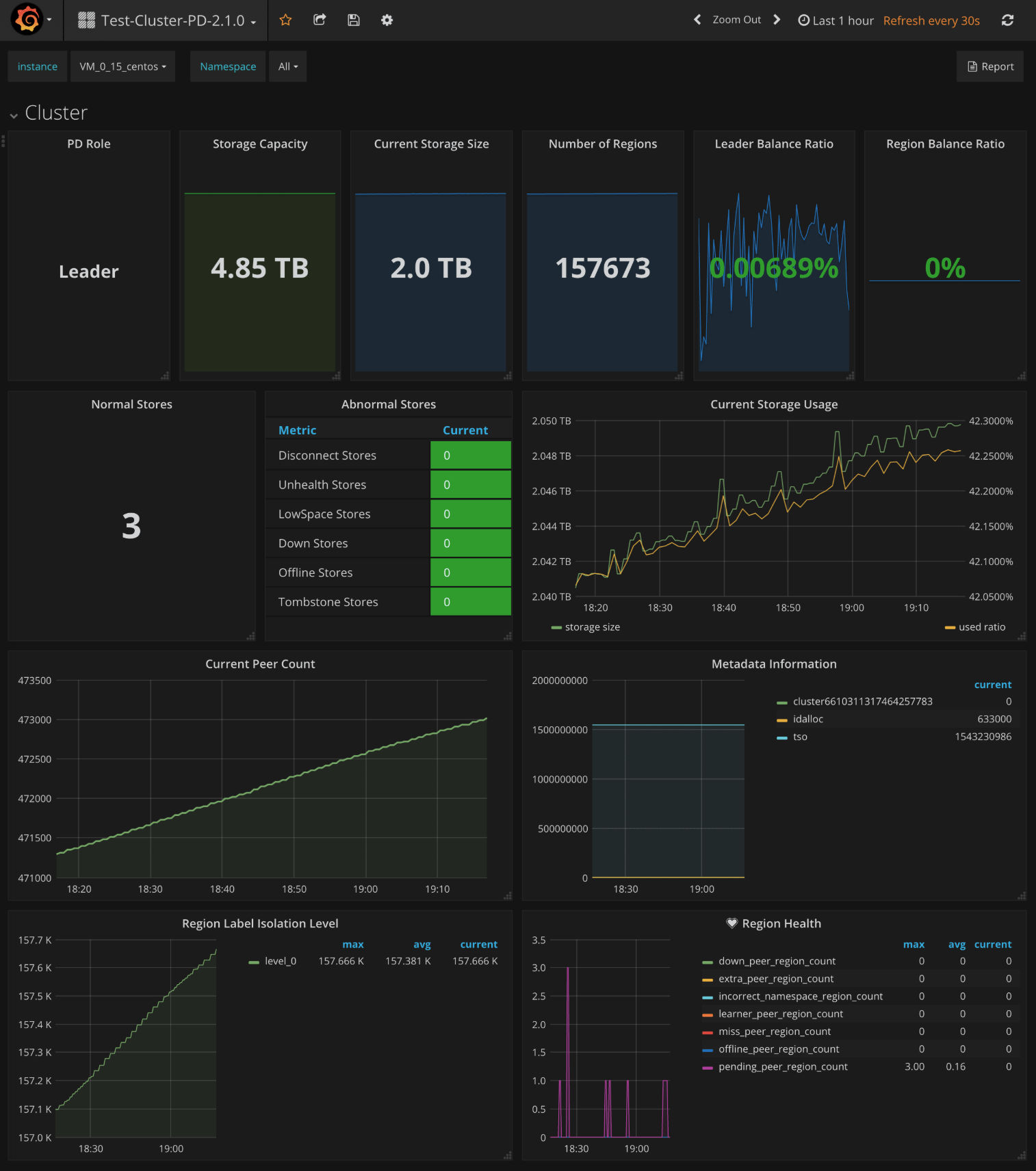 PD Dashboard - Cluster metrics