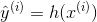 \hat y^{(i)} = h(x^{(i)})